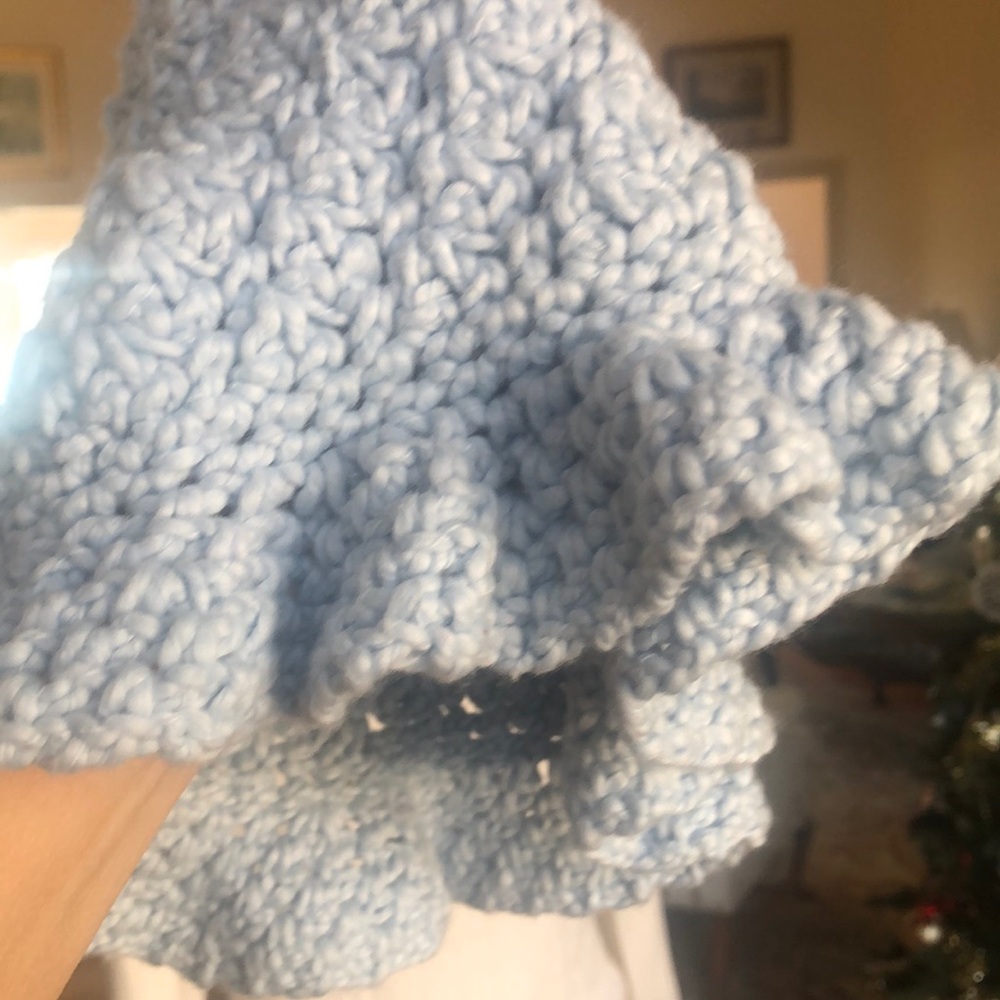 Baby blue hand crochet ladies bucket hat